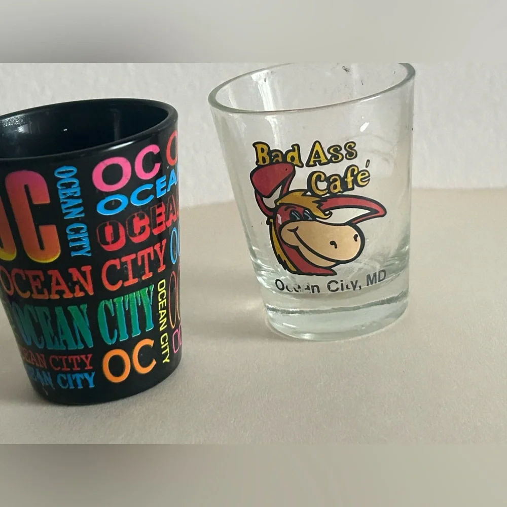 Lot 6 bundle of six tourist college Shot Glasses plus Hennessy shot glass
